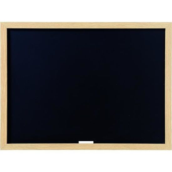 Bi-Office Tableau à Craie Noir Optimum 60x45cm - Cadre Chêne MDF Avec Accessoires