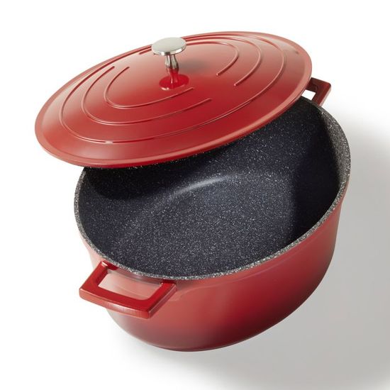 Cocotte avec couvercle en fonte émaillé rouge Fontignac 24 cm genre
