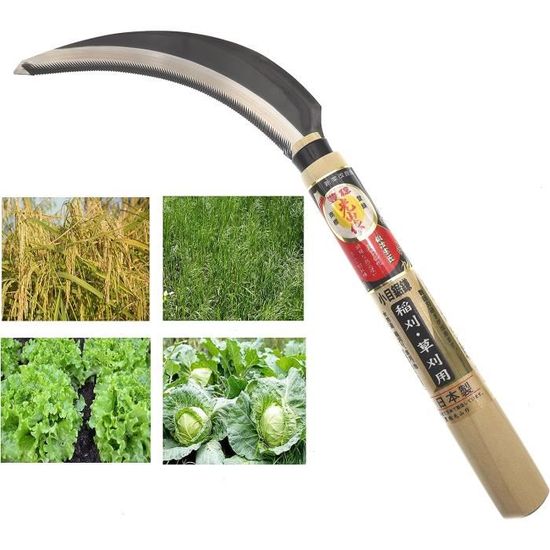 Faucille Japonaise Manuelle - Lame 18 Cm Acier Chromax, Manche 36 Cm, Pour Herbe Dure, Roseaux, Désherbage - 5