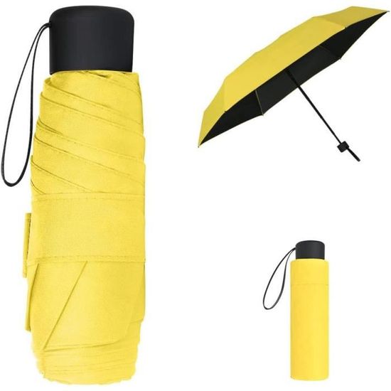 Parapluie Pliant Mini - 18 Cm Fermé, 190 G, Résistant Au Vent, Anti-UV UPF 50+, Poignée Caoutchouc