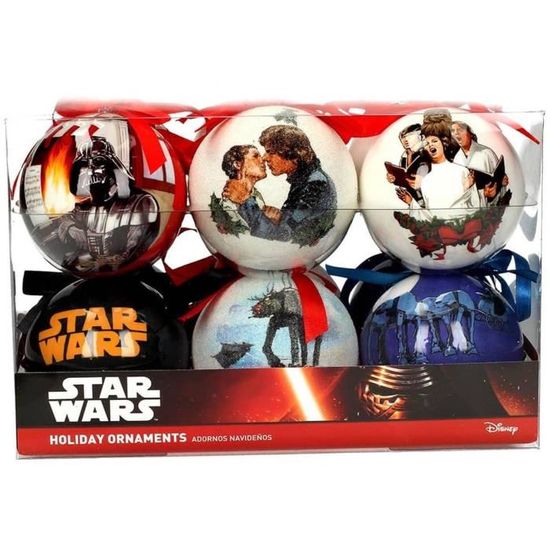 STAR WARS Set de 12 Boule de Noèl blanc, bleu, rouge et gris 