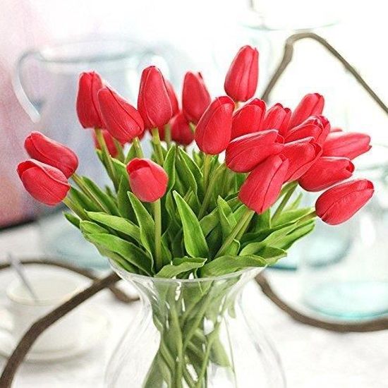 Lyanther 10 PCS Haute Qualité PU Superbe Holland Mini Tulipe Fleur Real Touch Fleur De Mariage Fleurs Artificielles Plantes 