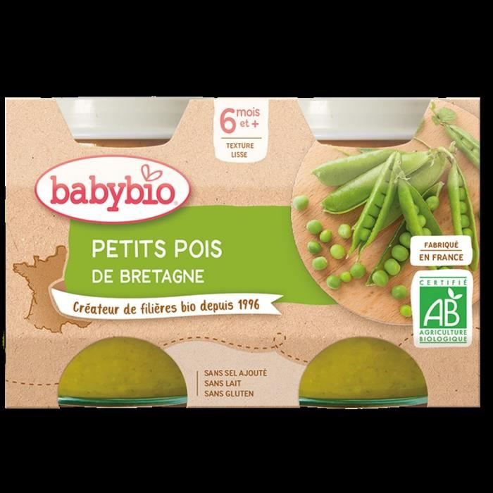 Babybio - Petit Pot Bébé Petits pois - Bio - 2x130g - Dès 6 mois
