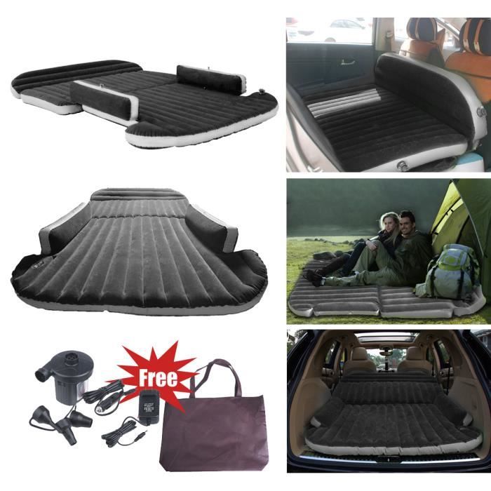 Matelas gonflable voiture SUV pliable Lit de l'air Siège d'auto Noir - KIT avec 1 pompe 1 sac - pour voyage camping SINBIDE®
