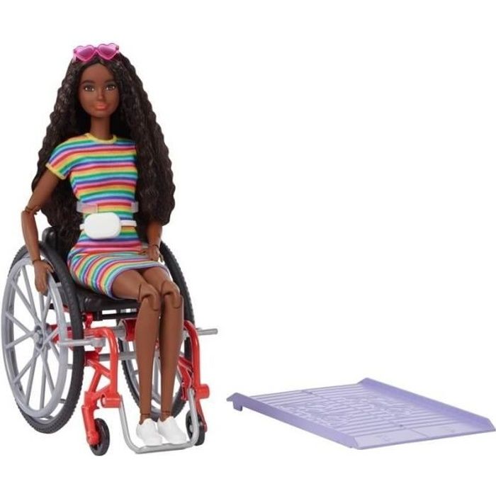 Barbie - Poupée Barbie et son fauteuil roulant - Brune