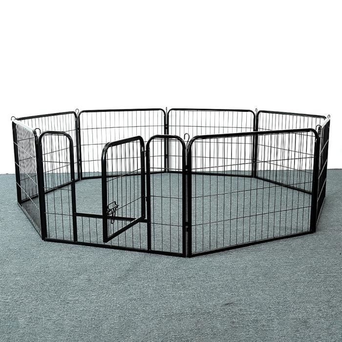 8 Panneaux!!! LAIZERE Parc pour Chiens Enclos en métal pour Chiot Rongeur Lapin avec Porte 60 cm de Hauteur, Forme Ajustable.