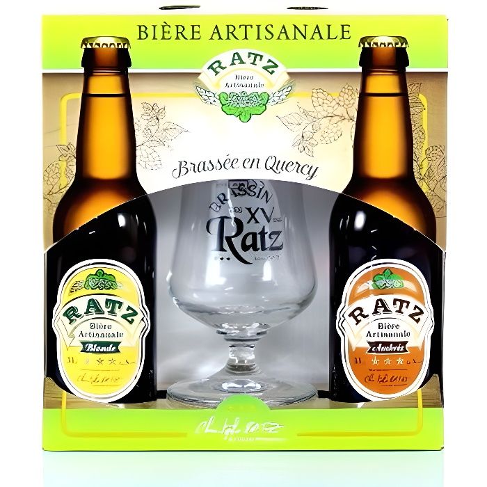 Coffret Bières + Verre : bières artisanales 2 x 33 cl + verre à bière