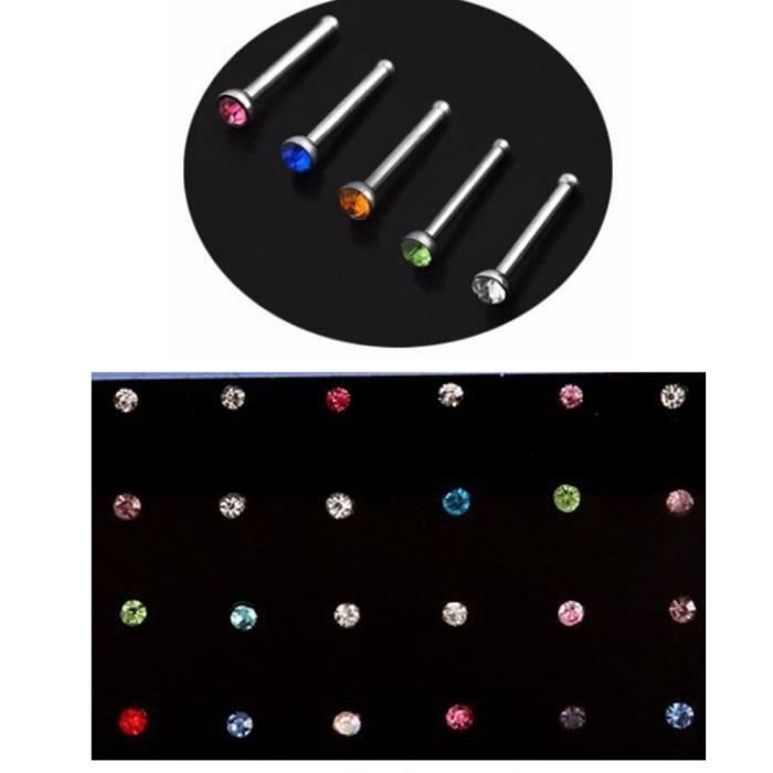 Piercings - Nez - Lot de 24 - Acier Chirurgical - Multicolore