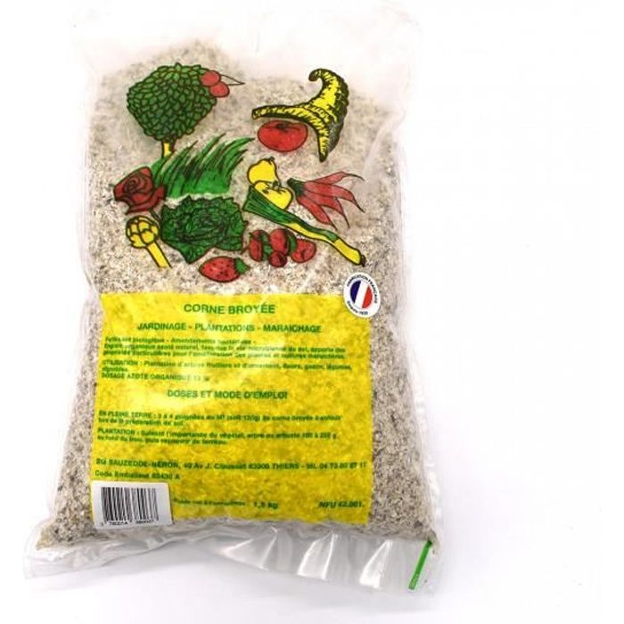 Sac d'engrais de cornes broyées en poudre , poids 1.5kg