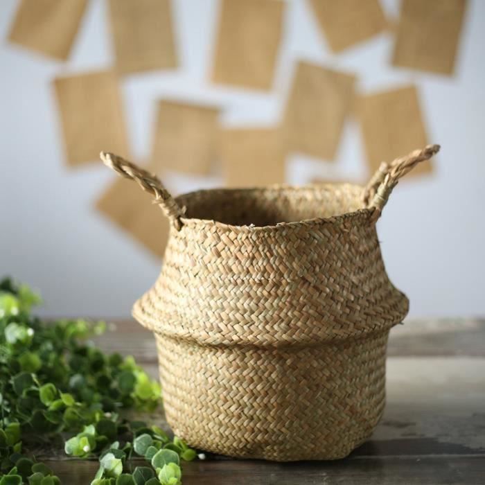 HT Panier De Vannerie D'Herbe De Mer Pot De Fleur Pliable De Rotin Planteurpanier De Rangement Tisse A Linge S...... - HTCYD821A1725