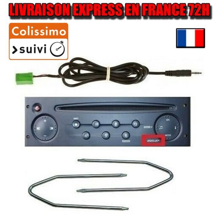 CABLE JACK AUXILIAIRE MP3 AUDIO AUTORADIO RENAULT SCENIC CLIO 2 CLIO CAMPUS REF1