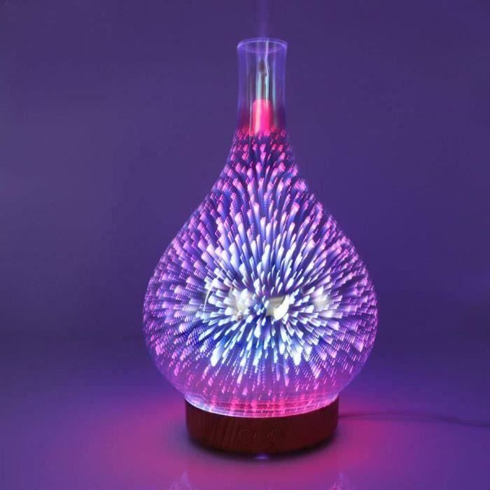 Lampe de Nuit Diffuseur d'huiles Essentielles Original Veilleuse LED Lumière 3D Coloré en Verre 100ml MKK57