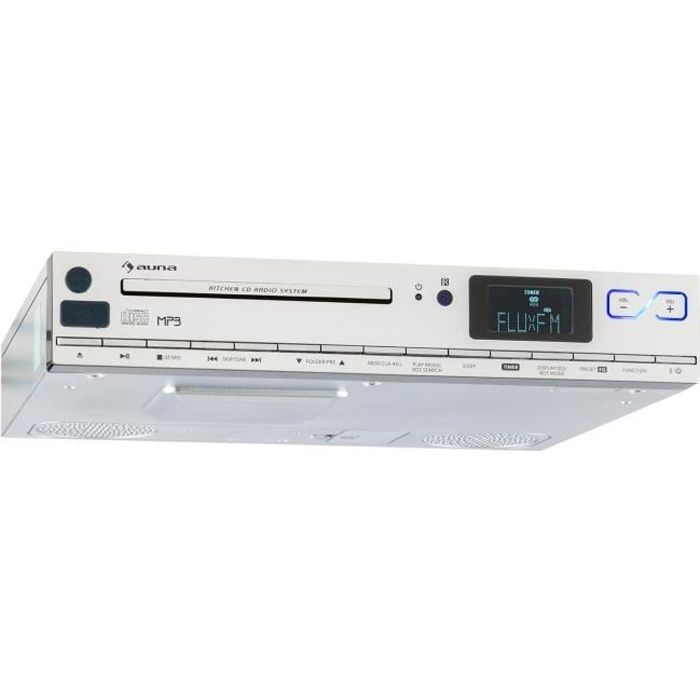 auna KCD-20 - Radio de cuisine encastrable avec lecteur CD, port USB pour lecture MP3, tuner radio FM RDS et réveil - télécommande