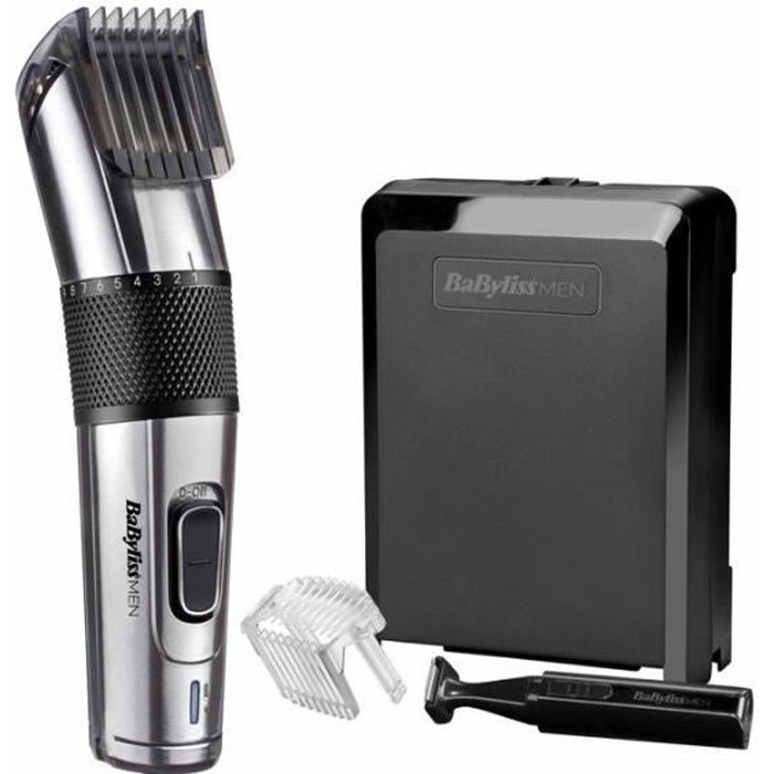 BABYLISS E977E - Tondeuse à cheveux CARBON STEEL - 26 étapes de longueur - Sans fil - Lame auto aiguisable acier inoxydable - Noir