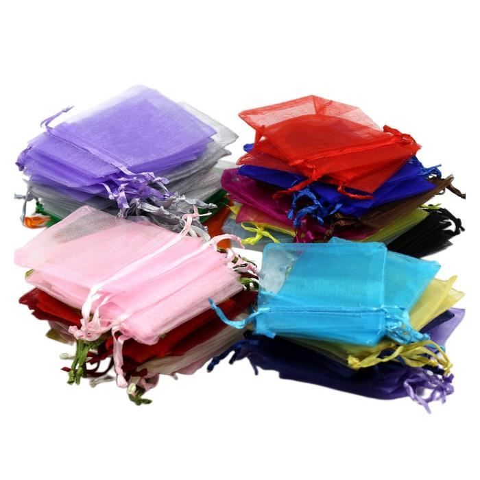 50/100 pièces Mini sac à cordon /tissu maille petites pochettes saint valentin mariage Sachet sacs pour activité de Fil 100Pcs