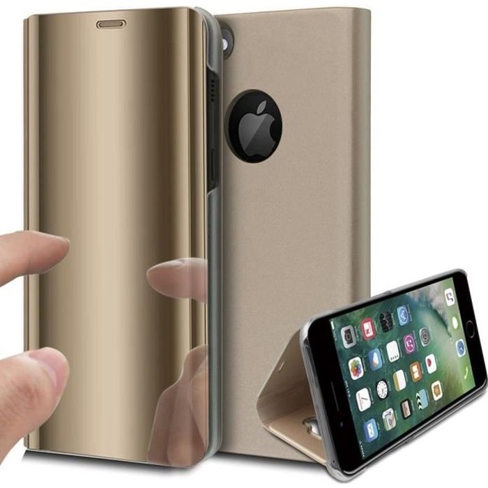 Coque iPhone 8 Rabat Transparent Support Or