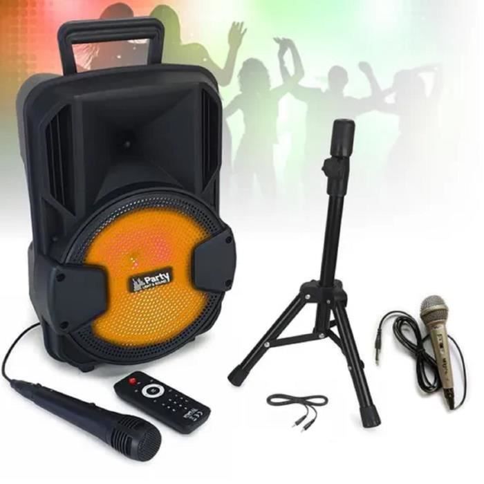 MICROS KARAOKE ENCEINTE SONO + USB MP3 BLUETOOTH FM PA DJ SONO MIX LED Cadeau Noël fête famille à la maison enfant ado adulte