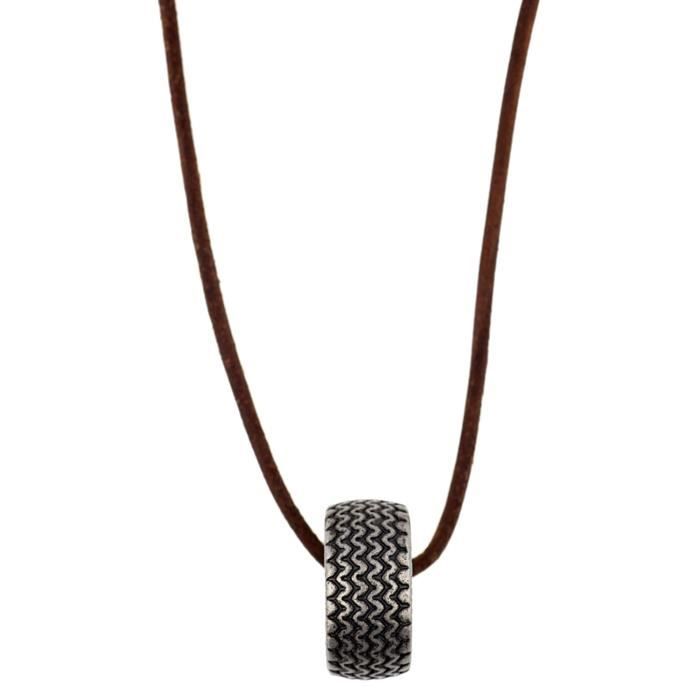 Police Hommes collier cuir Brun BURNOUT PJ22762RSE-02-66