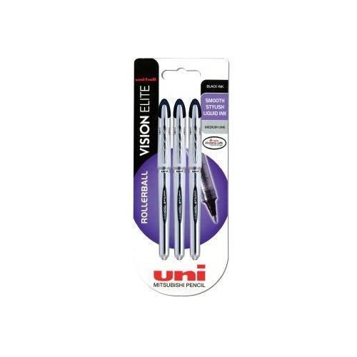 Uni-ball Vision Elite UB200 Stylo roller Noir Blister de 3 Import Royaume Uni
