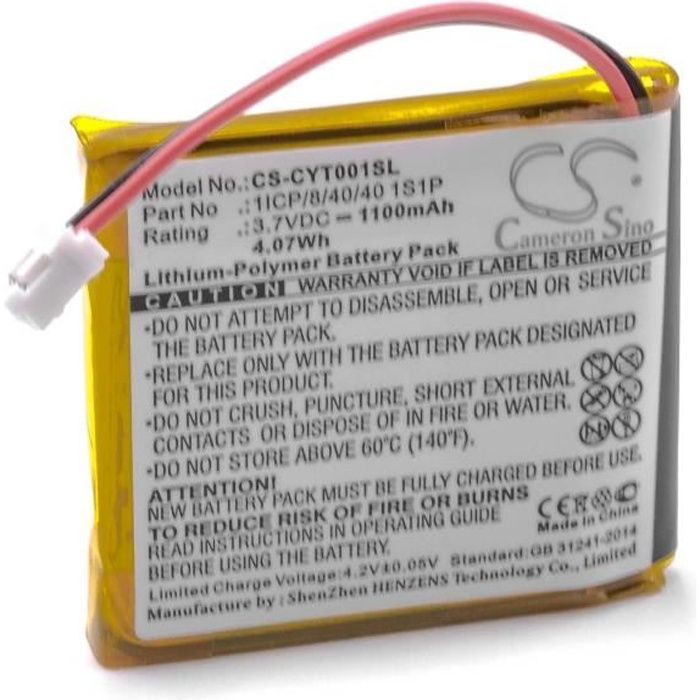 vhbw Li-Polymère batterie 1100mAh (3.7V) pour système de navigation GPS Coyote Plus S