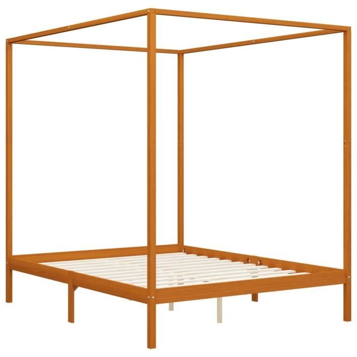Cadre De Lit En Pin Massif 90 X 190 Cm - Style Moderne, Tête De Lit Intégrée - Sans Sommier Nécessaire - 6