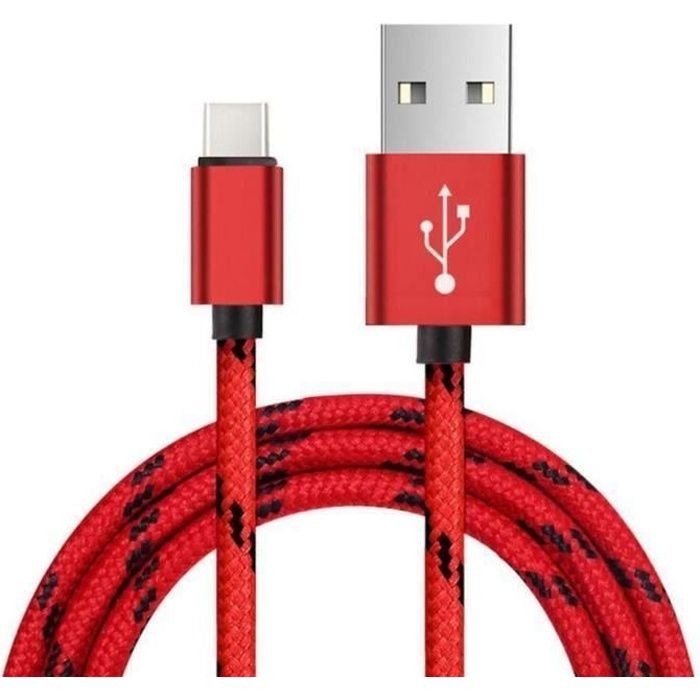 2m Type de Câble C USB-C Data Sync Chargeur pour Huawei P9 NEXUS 5X 6P Oneplus 3 ZUK Z2 Câble USB Type C Cable- Rouge
