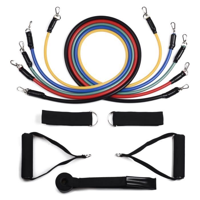 Bandes de Resistance Elastiques Musculation Set, Yoga Pilâtes Latex Fitness Exercice Bands Kit avec Ancre de Porte/Poignées