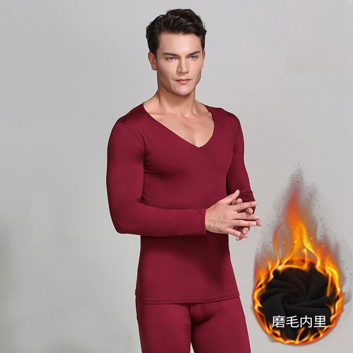 Sous-vêtements Thermiques Homme Femme - Ensemble Haut Manches Longues + Pantalon Côtelé Très Chaud - Col Rond Couleur Unie