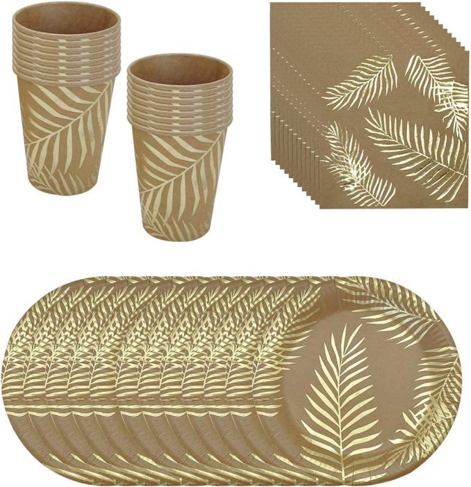 Set Vaisselle Jetable Anniversaire 169 Pièces Noir - Pour 24 Personnes