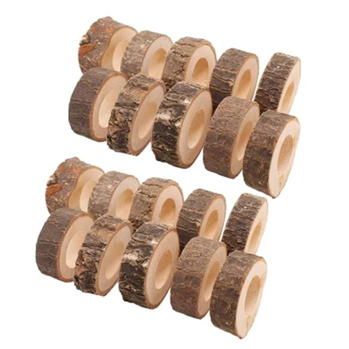 YouYuer 20PCS Ronds de Serviettes en Bois Ronds et Porte-Serviettes pour Décoration de Table à Manger Ronds de Serviette Ronds pour Décoration de Table de Mariage Noël Anniversaire Noël Oeuf