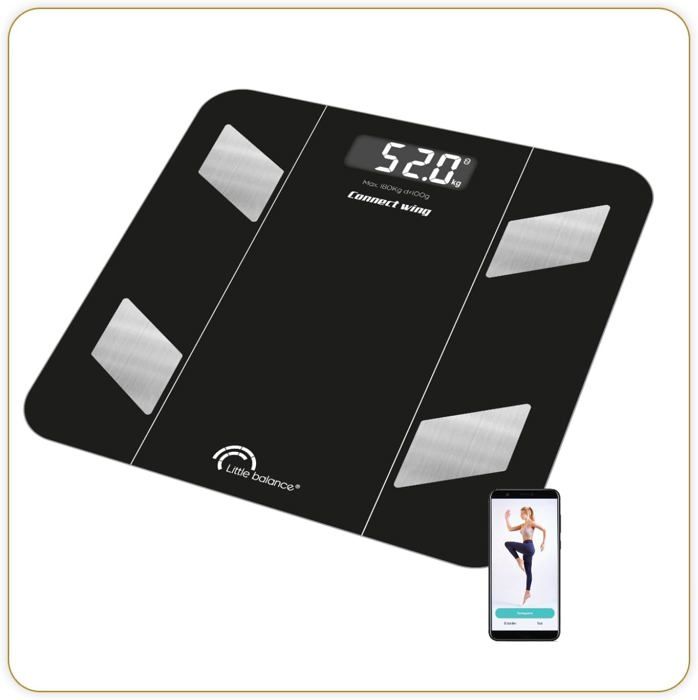 Pèse-personne Impédancemètre LIVOO Noir | Écran Digital | Mesure Poids, Graisse, Masse Musculaire | Neuf