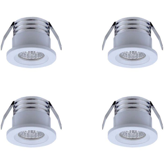Lot de 4 mini spots encastrables LED 3 W blanc chaud blanc