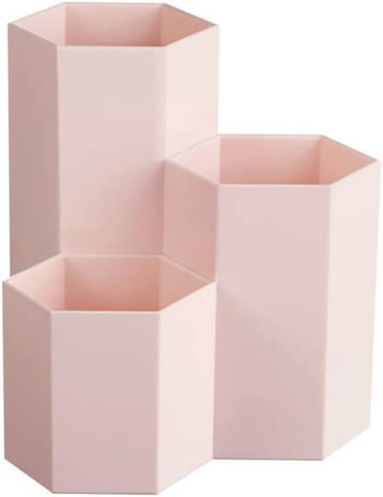 SUMTree 6pcs boîtes à crayons en plastique boîte de rangement empilable organisateur de bureau pour crayons de couleur (transparent+gris