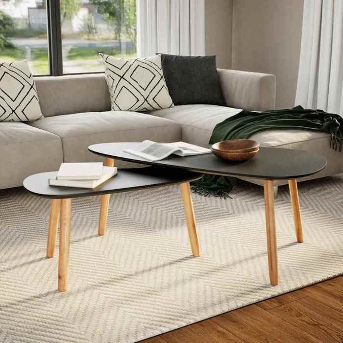 Table D'appoint - Home Deco Factory - Terra Nova - Gigogne - Blanc Et Beige à Prix Table D'appoint - Home Deco Factory - Terra Nova - Gigogne - Blanc Et Beige à Prix