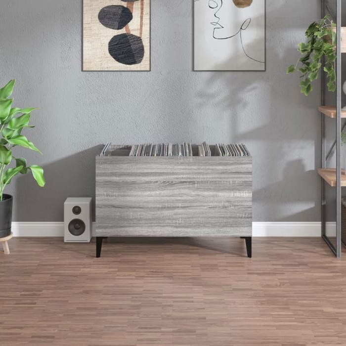 Meuble vinyle VENTE FLASH - Meuble de rangement Armoire à disques - sonoma gris 745x38x48 cm bois dingénierie @27932556