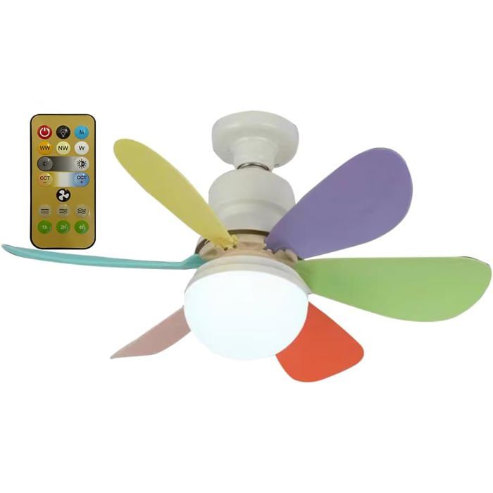 Rising FF Ventilateur de plafond ventilateur de plafond 30 W avec lumière douille E27 couvercle blanc crème couleur - Rising Ff