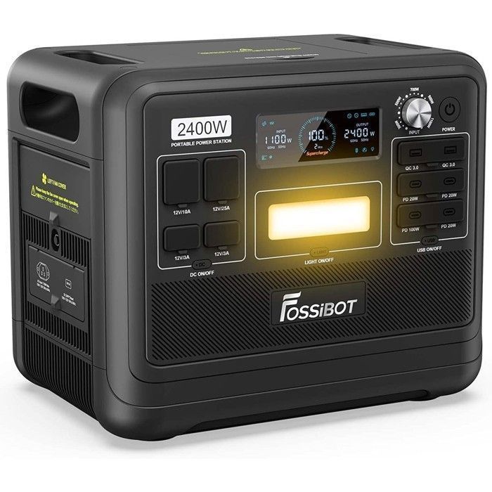 LiFePO4 Générateur Électrique FOSSIBOT F2400 2048Wh 2400W Centrale Electrique Portable4800W PicZelten/ausflüge/haushaltsgeräte