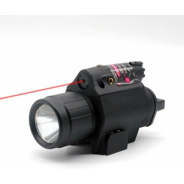 Lampe torche LED avec interrupteur pression et rail Picatinny 20 mm Rouge Odipie