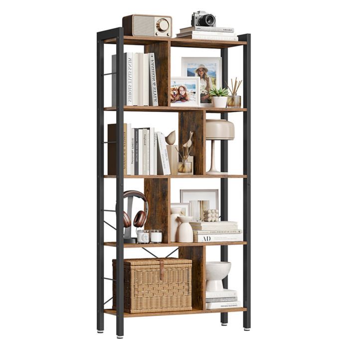 Bibliothèque de style industriel étagère de rangement à 4 niveaux meuble de rangement sur pied