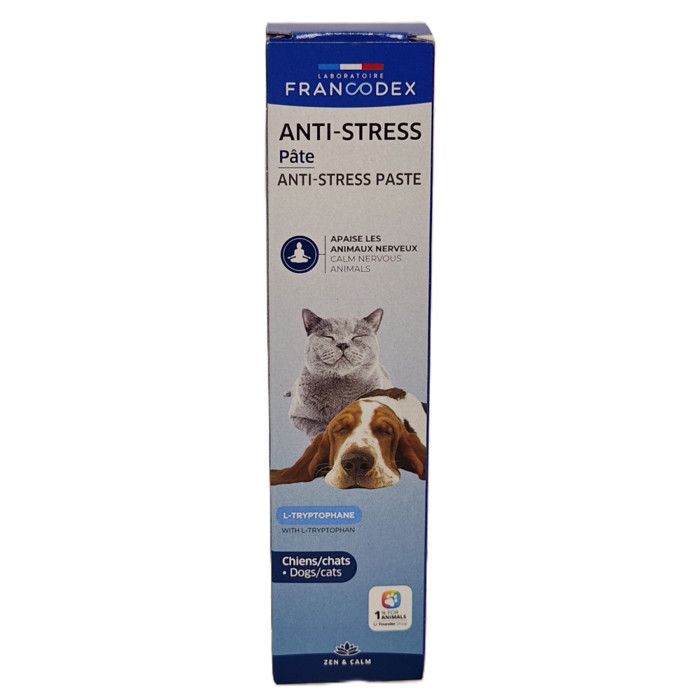 Pâte anti-stress - Francodex - Tube 100 g - Riche en L-tryptophane - Pour chiens et chats