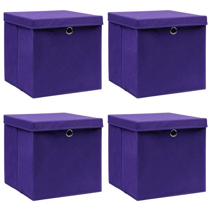 (Promotion Black Month) Boîtes de rangement - Panier de rangement - Pour chaussettes/vêtements - avec couvercles 4 pcs 28x28x28cm