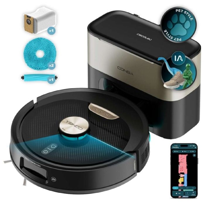 Aspirateur Robot et Laveur de Sols avec IA Cecotec Conga M100 Spin AI - Cecotec