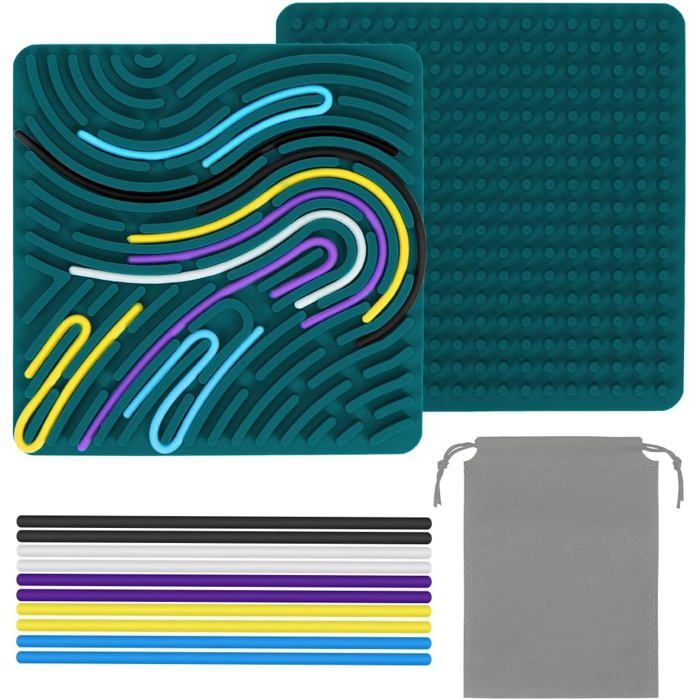 Tableau D'Activité Sensoriel Double Face En Silicone - 20 Cordes + Sac Portable - Anti-Stress Pour Enfants Et Adultes