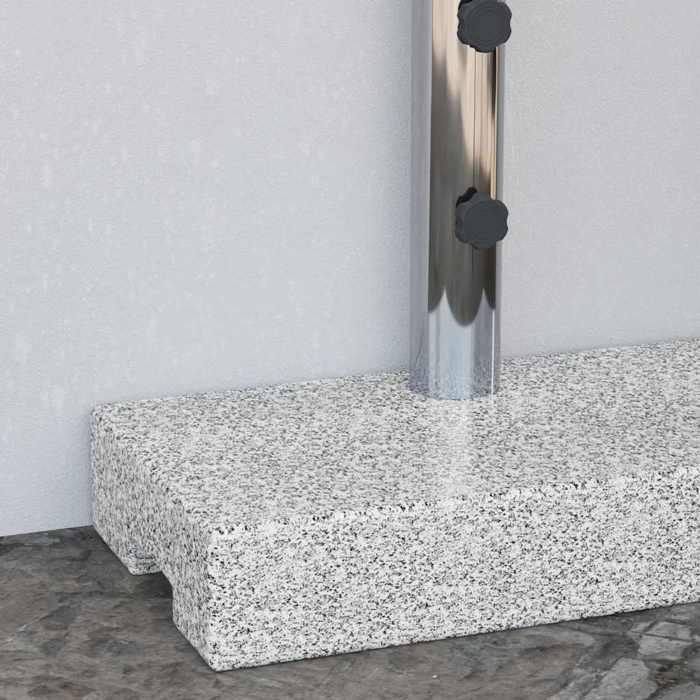 Socle de parasol en granit - WIENS - Rectangulaire - 25 kg - Gris - 45x25x38.5 cm - Tube en acier inoxydable