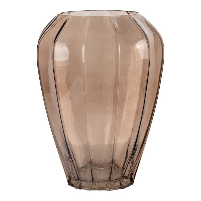 Vase en verre marron côtelé ø22x29 cm - Réf. VK8681847494607