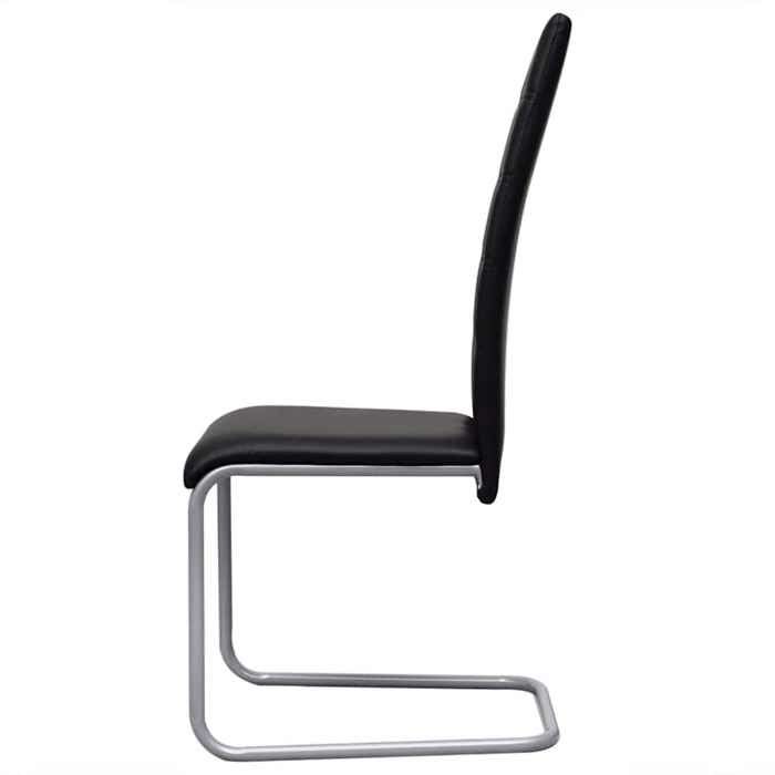 Chaises cuisine(2 pcs) - Noir - Chaises à manger cantilever - 2 personnes - noir similicuir 41x52.5x102.5 cm F2941
