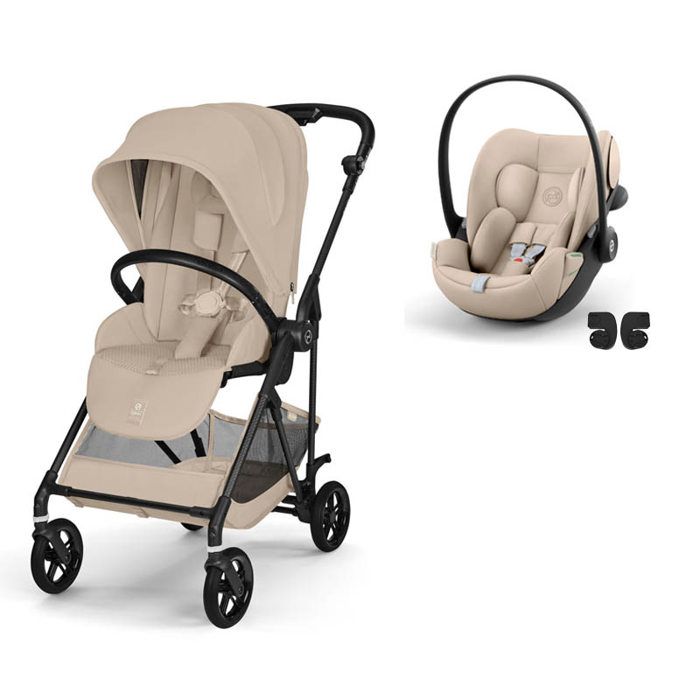 CYBEX - Poussette Duo Melio 6 Carbon + Cloud G3 Almond Beige