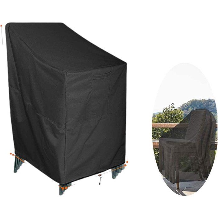 Housse De Chaises Empilables Extérieur Étanche 420D Oxford Protection Patio Jardin Cordon De Serrage 65x65x120/80 cm
