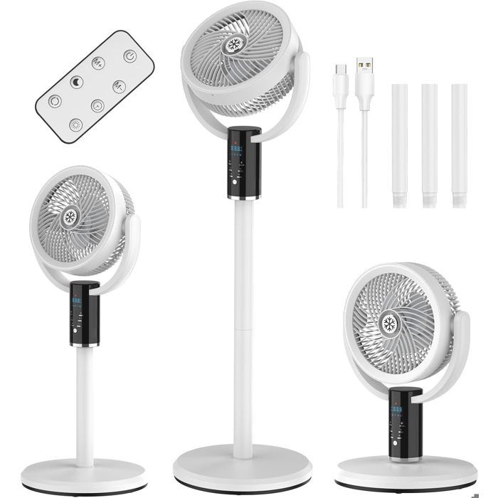 Ventilateur sur Pied Silencieux avec Écran LED Aromathérapie 8 Vitesses Minuterie 8H Veilleuse 3 Niveaux Fonction doscillation