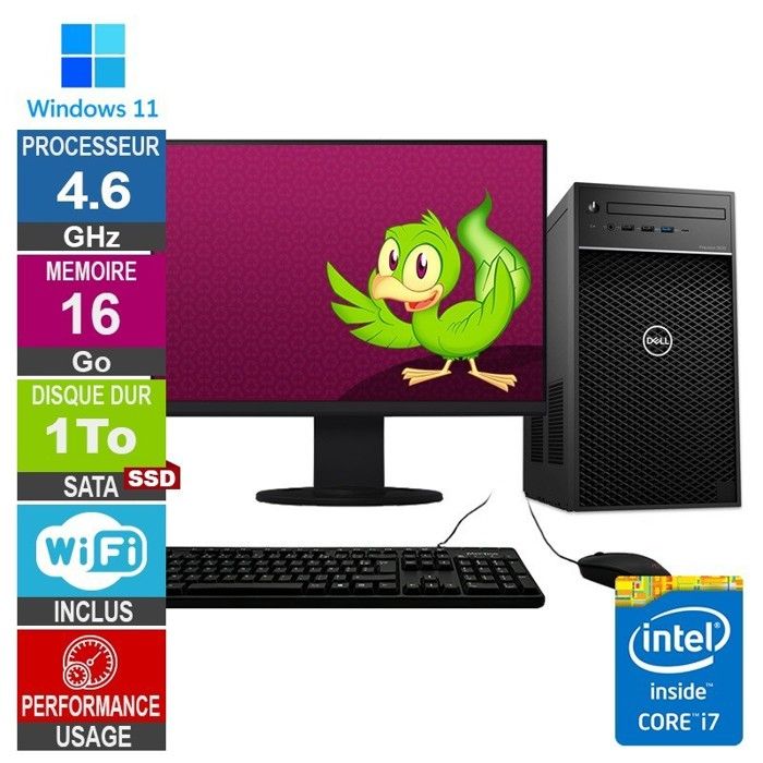 Precision 3630 i7 8700 4.60GHz SSD Wifi W11 + Ecran 20 Très bon état - vue 2